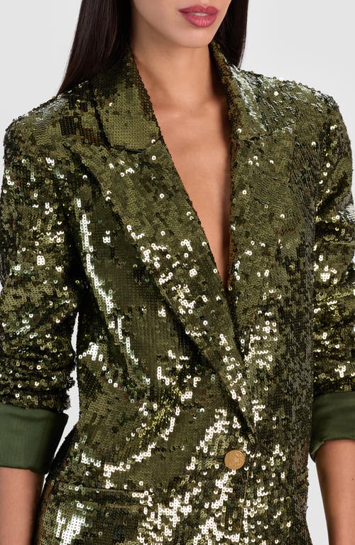 Alice And Olivia Quincy Sequin Blazer In Green