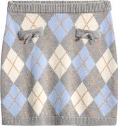 LoveShackFancy Kids' Karie Argyle Knit Miniskirt