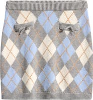 LoveShackFancy Kids' Karie Argyle Knit Miniskirt