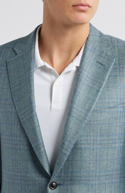 Canali Siena Regular Fit Shadow Check Silk & Cashmere Sport Coat In Light Green