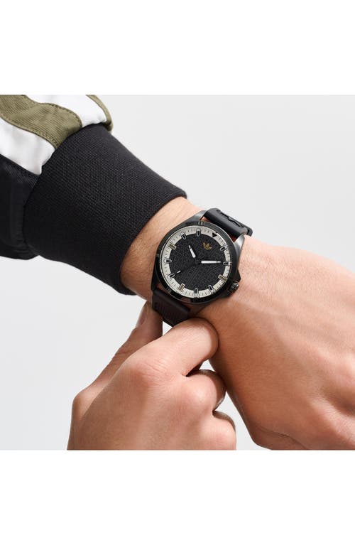 Adidas Originals Adidas Ao Fashion Iconic One Black Silicone Strap Watch, 40mm In Black
