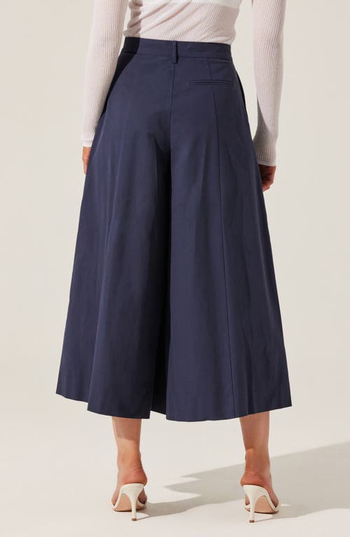 Astr The Label Rowen Pleated Cotton Culottes In Navy