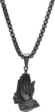 HMY JEWELRY Men's Prayer Hand Pendant Necklace