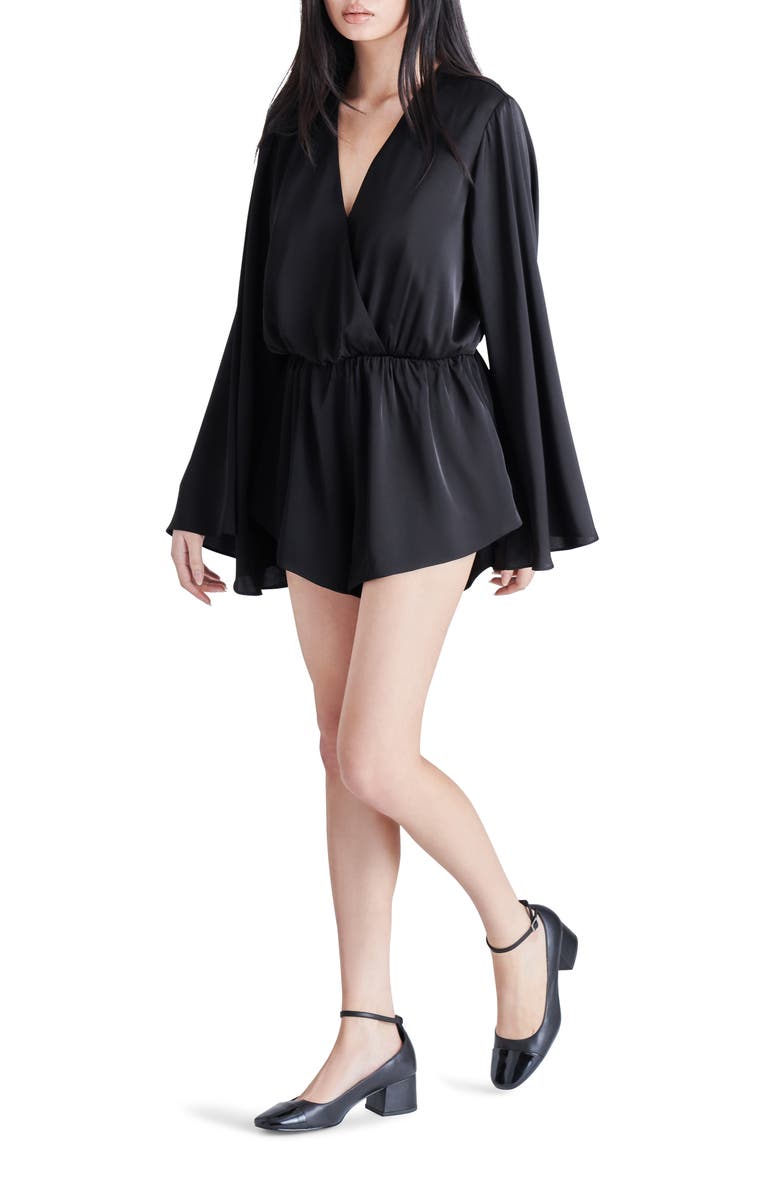 Steve Madden Farrah Long Sleeve Charmeuse Romper, Alternate, color,