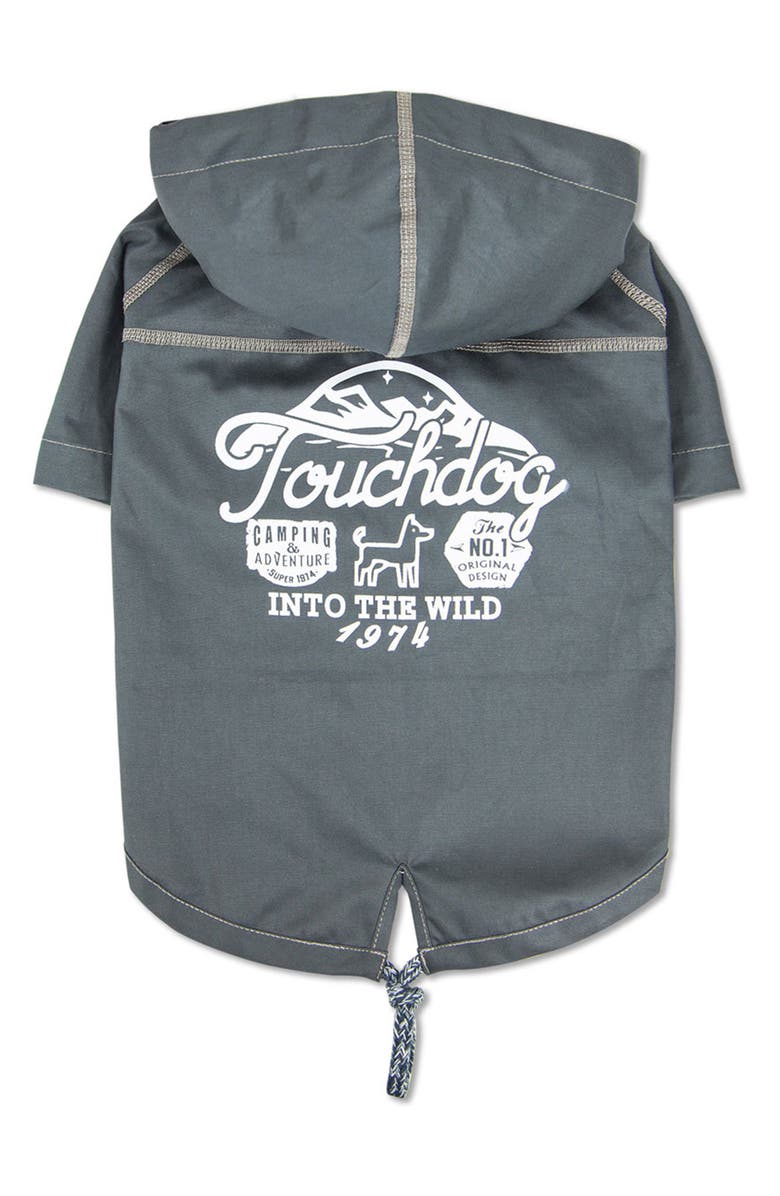 TOUCHDOG 'Cloudburst' Waterproof Reversible Dog Raincoat - Large, Alternate, color, Gray