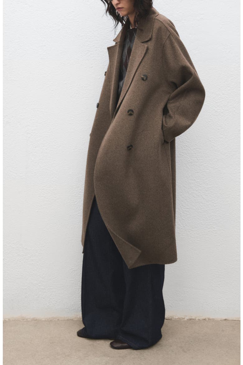 Picarol Double Breasted Wool Blend Coat, Alternate, color, MEDIUM BROWN