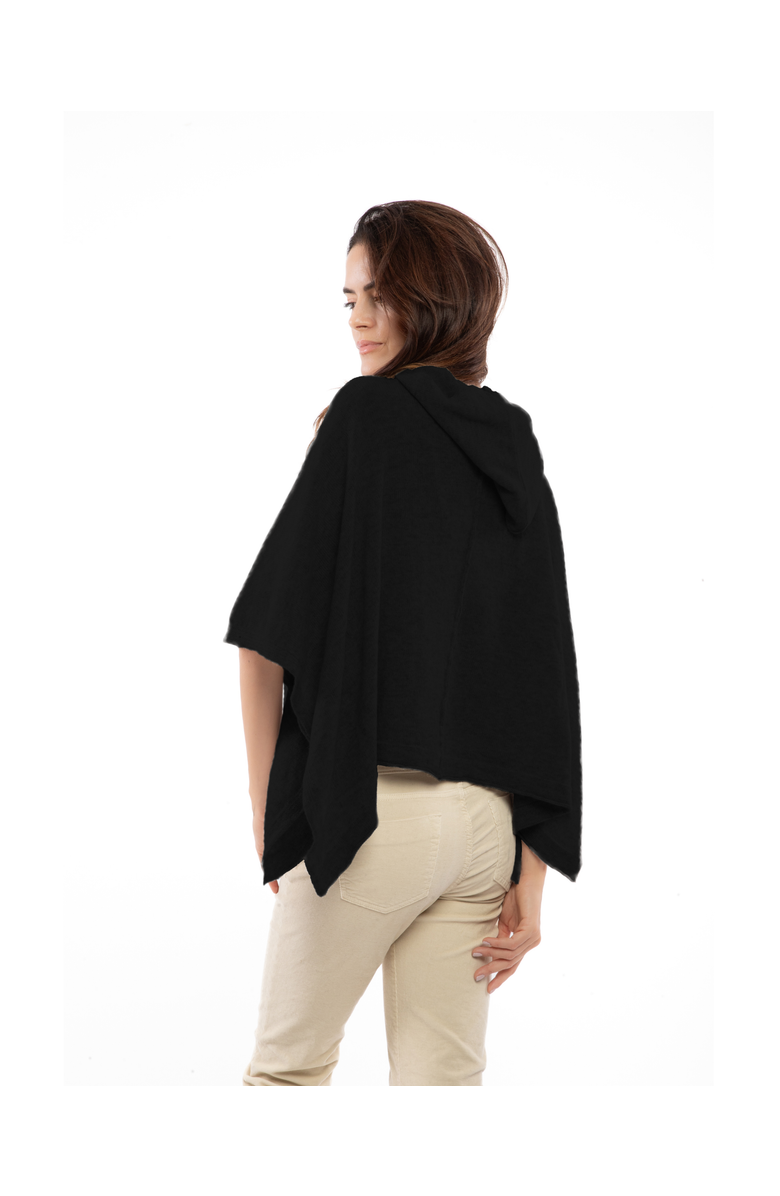 Monticelli Cashmere Pure Cashmere Button Hoodie Poncho, Alternate, color, Black