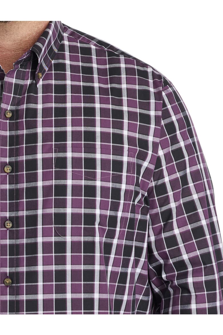 Big & Tall Easy-Care Med Plaid Sport Shirt, Alternate, color, PURPLE
