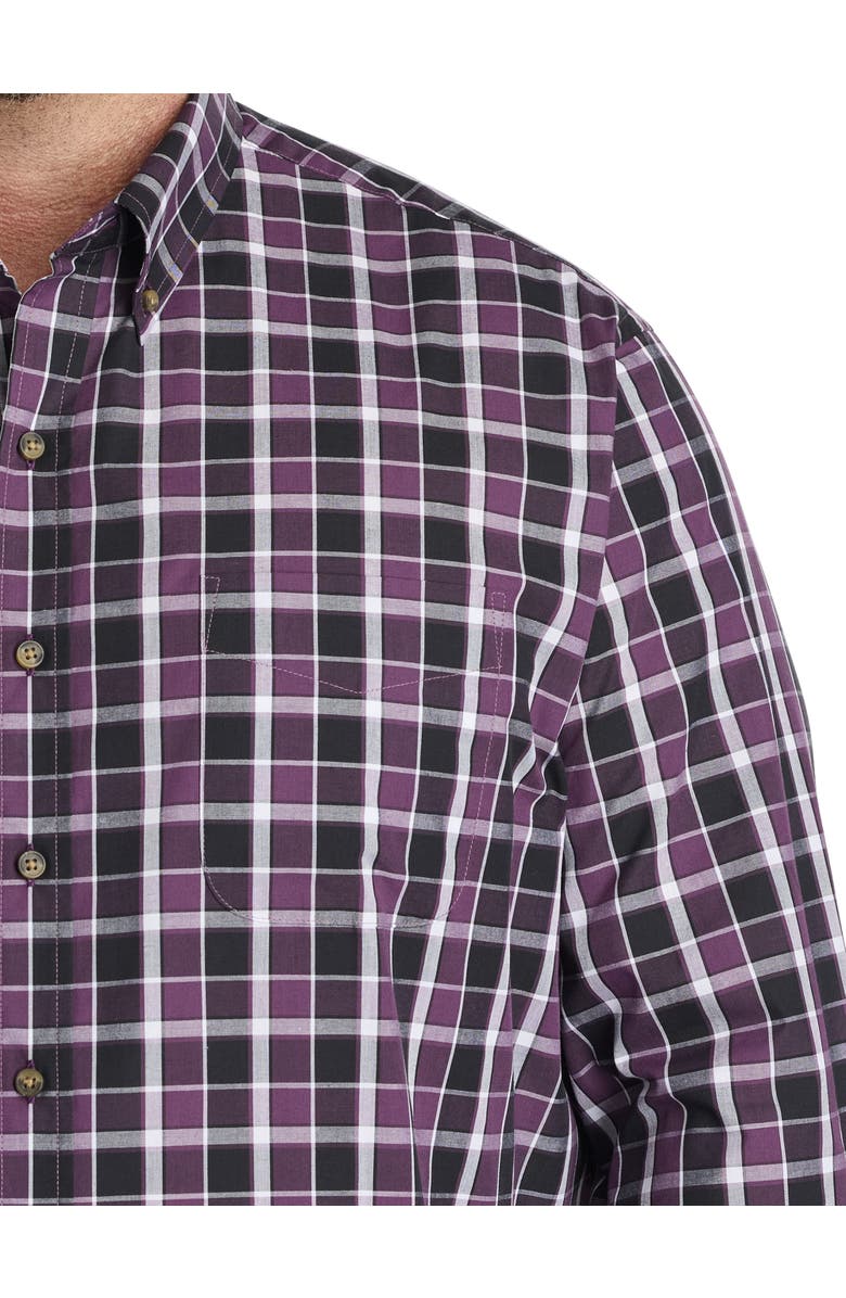 Harbor Bay by DXL Big & Tall Easy-Care Med Plaid Sport Shirt, Alternate, color, Purple