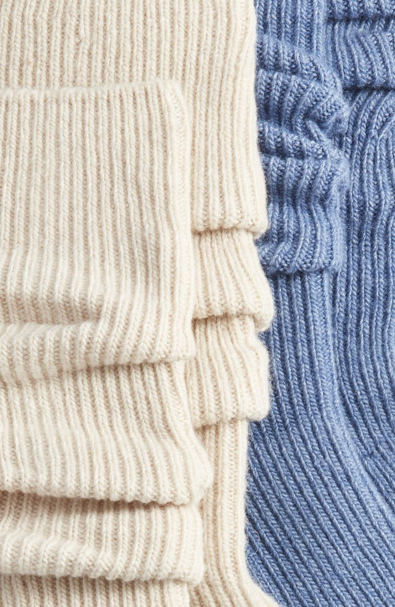 K Bell Socks Luxury Slouch Assorted Rib 2-Pack Crew Socks, Alternate, color, Asstorted Ivory/ Blue