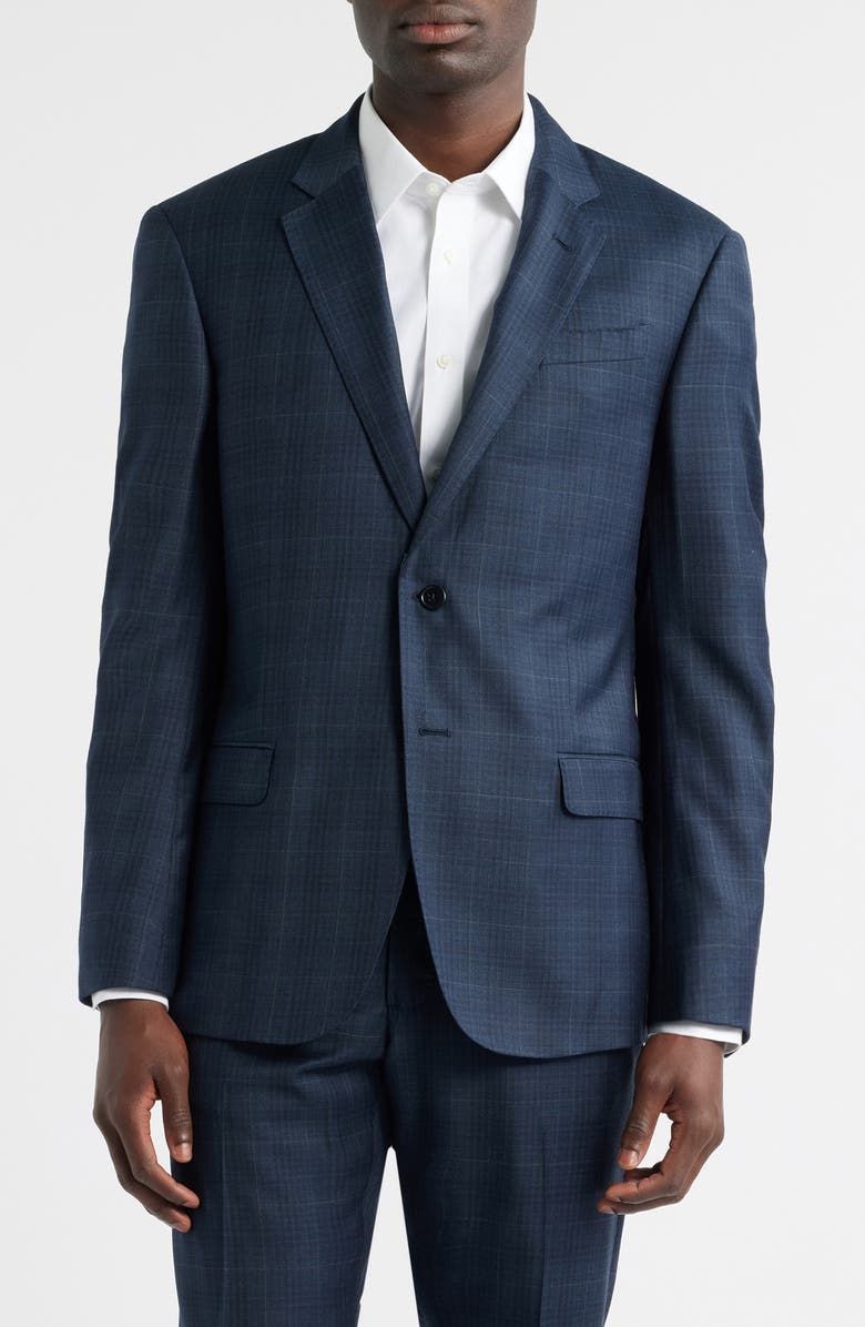 Emporio Armani G-Line Dark Teal Plaid Wool Suit, Alternate, color, Teal