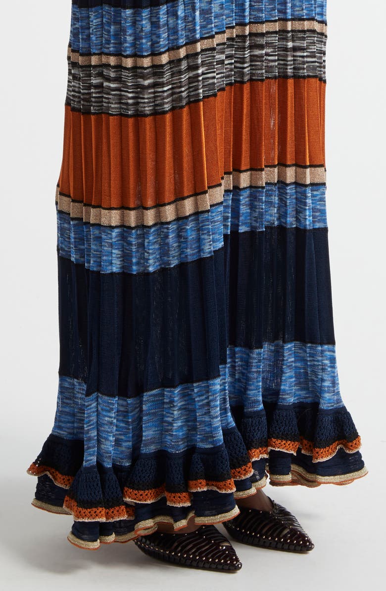 Ulla Johnson Evangeline Stripe Rib & Pleat Mock Neck Maxi Dress, Alternate, color, 