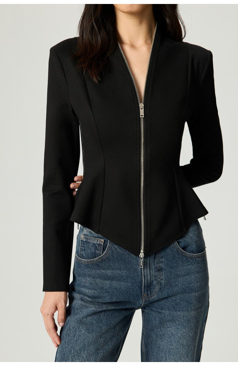 Nocturne Zip Detail Blouse, Alternate, color, Black