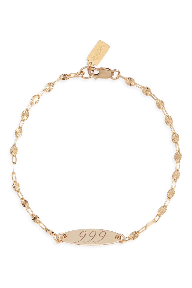 Engraved Angel Number Bracelet, Main, color, GOLD / 999