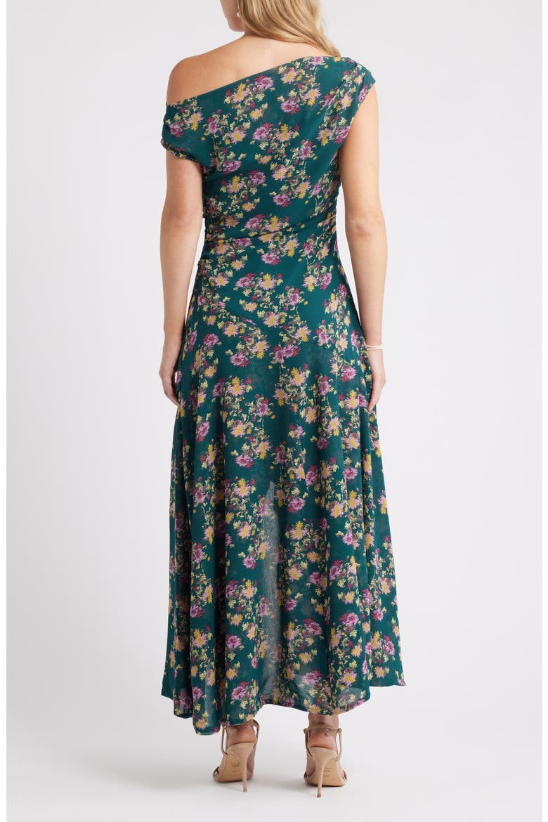 Cascading Off the Shoulder Evening Dress, Alternate, color, GREEN- ZOE GARDEN