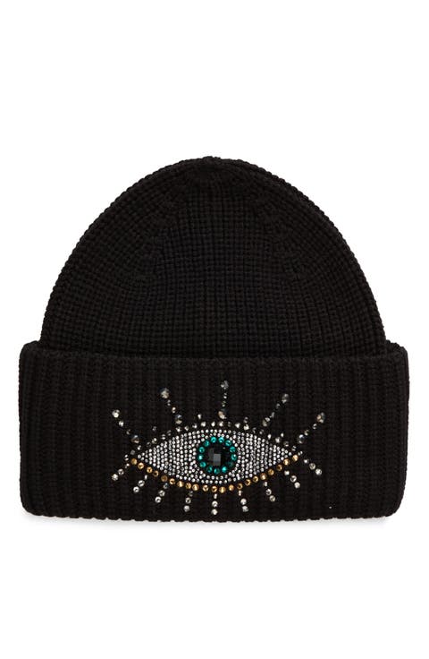Embellished Evil Eye Beanie