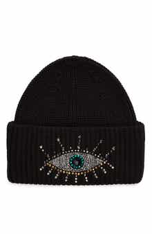 Kurt Geiger London Embellished Evil Eye Beanie
