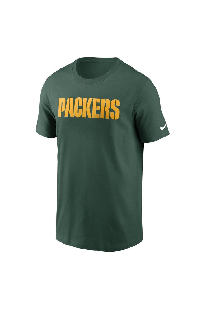 Men's Nike Green Green Bay Packers Primetime Wordmark Essential T-Shirt, Alternate, color, Green