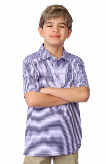 TailorByrd Kids' Stripe Print Performance Knit Polo