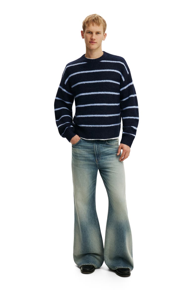 Men's Super Soft Boxy Sweater, Alternate, color, Navy Stripe