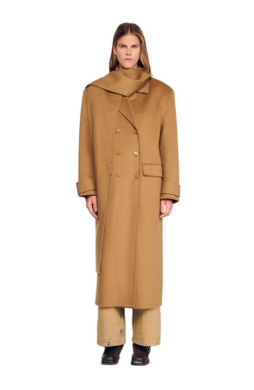 Sandro Oversized Wool Coat In Brown