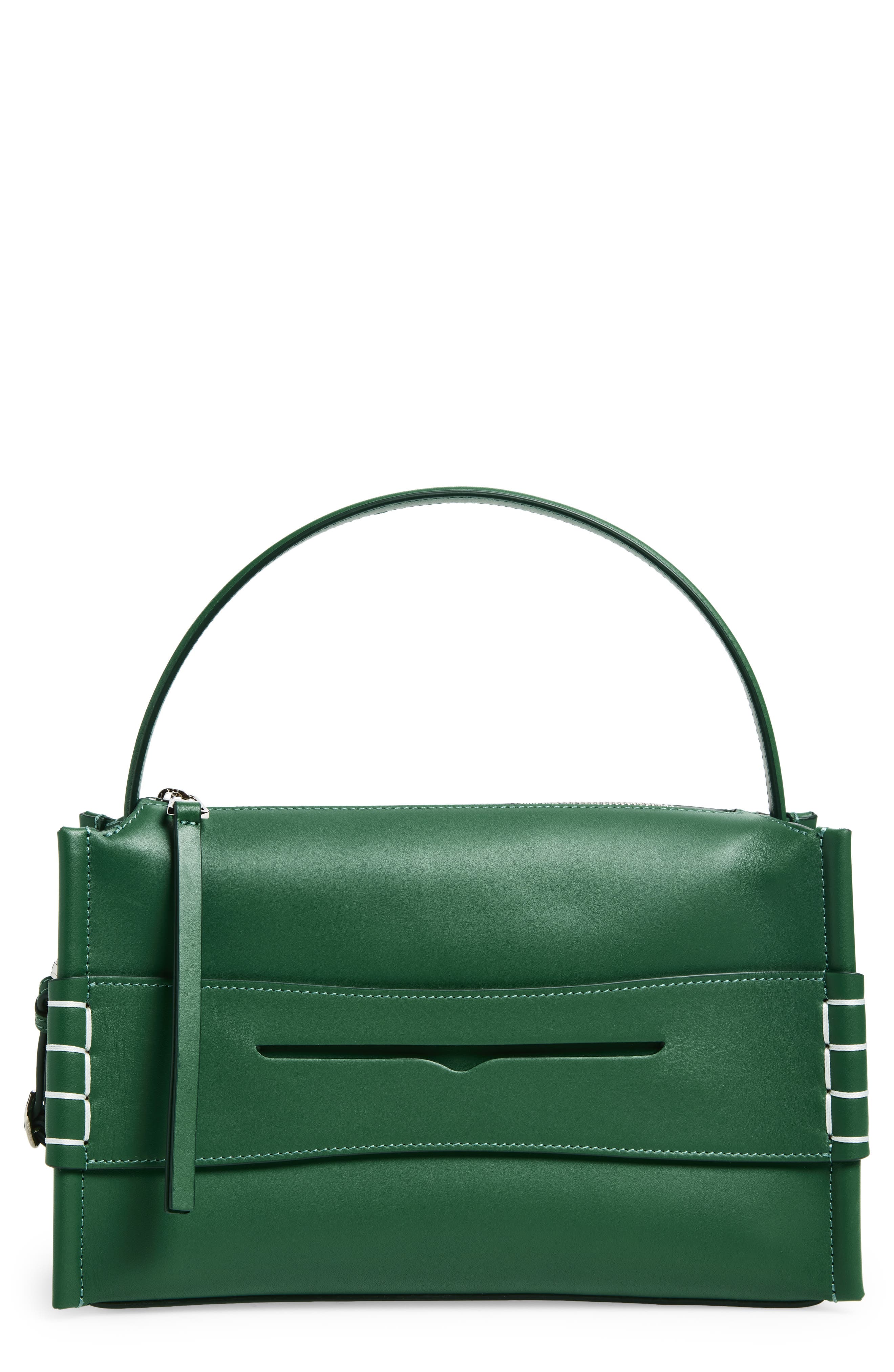 JW Anderson Loafer Leather Top Handle Bag, Main, color, Pine 555