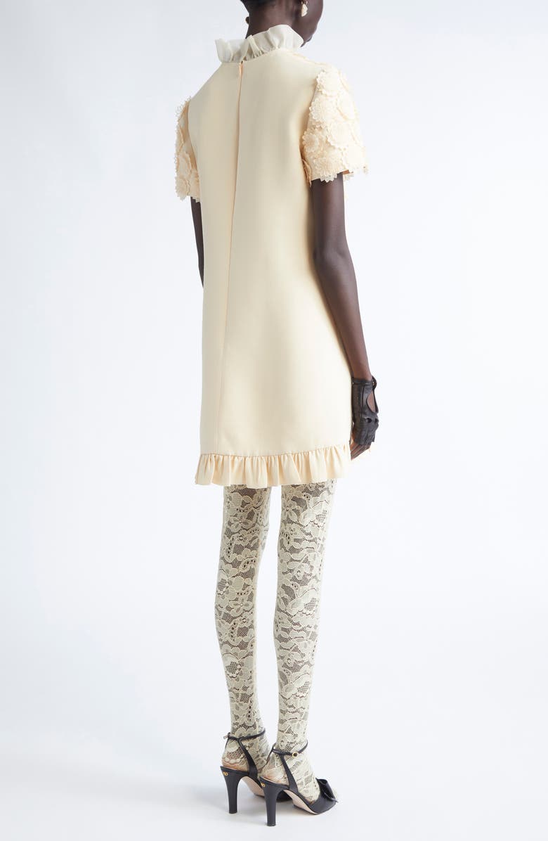 Valentino Garavani Floral Appliqué Crepe Couture Minidress, Alternate, color, Nude