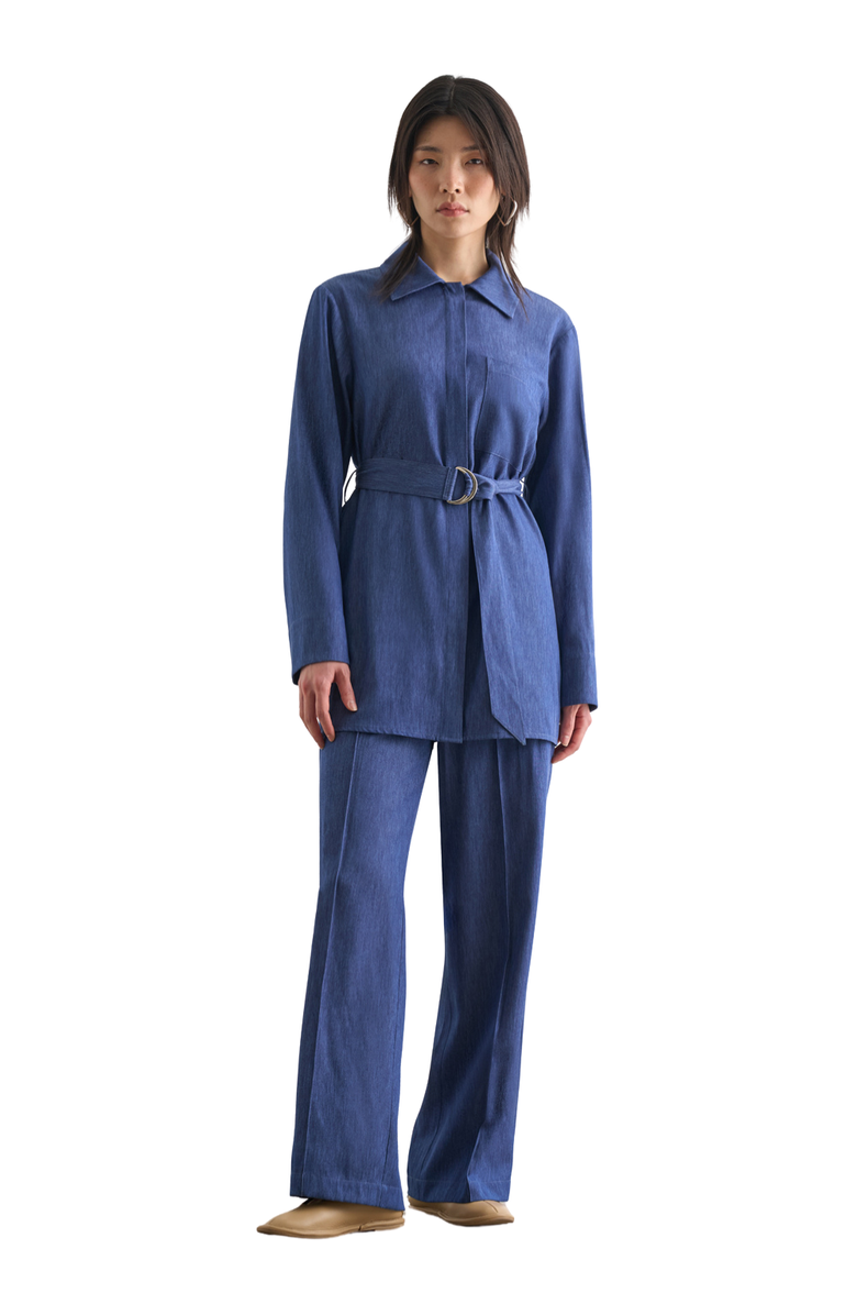 Mizalle Belted Tunic, Main, color, Indigo