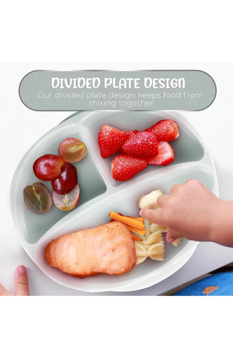 Sperric Silicone Suction Divided Plate and Spoon Toddler Training Self Feeding Set, Alternate, color,