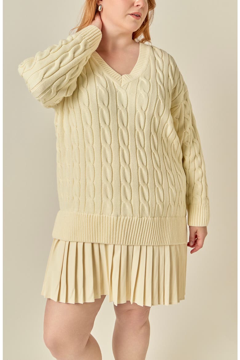 Mixed Media Pleated Minidress, Alternate, color, CREAM
