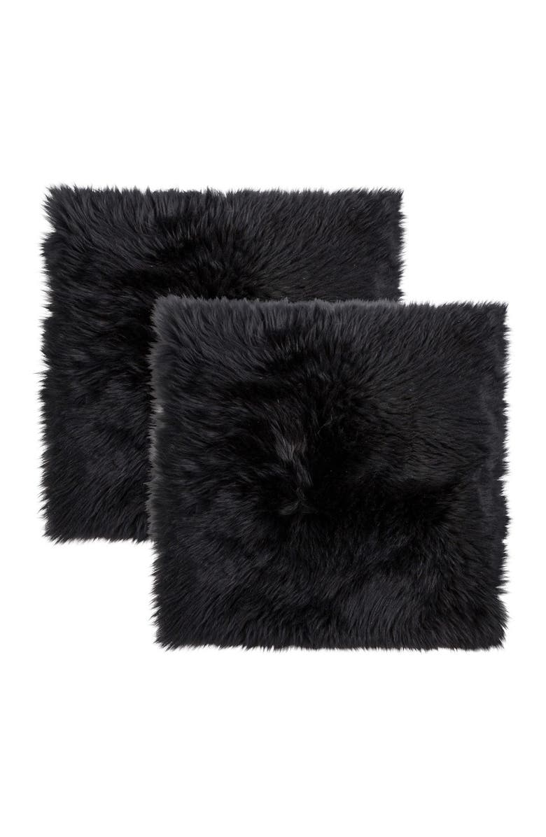 NATURAL New Zealand Genuine Sheepskin Shearling Chair Seat Pad - Set of 2, Main, color, Black
