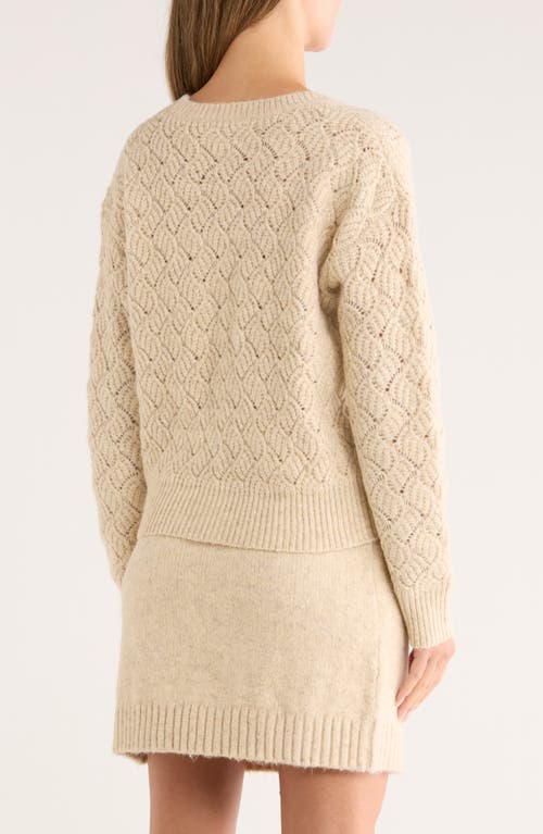 Melrose And Market Pointelle Sweater Cardigan In Neutral