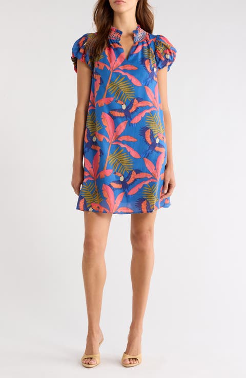 Vermina Tropical Print Shift Dress