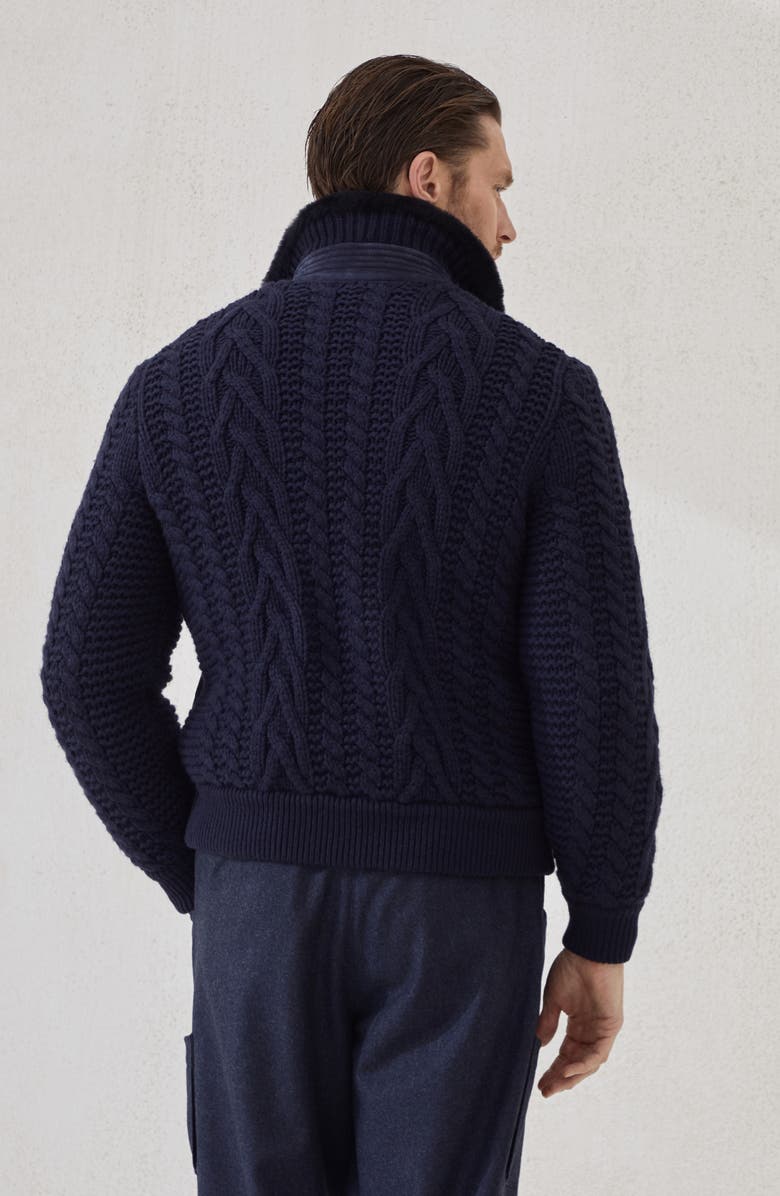 Brunello Cucinelli Shearling bomber jacket, Alternate, color, Blue