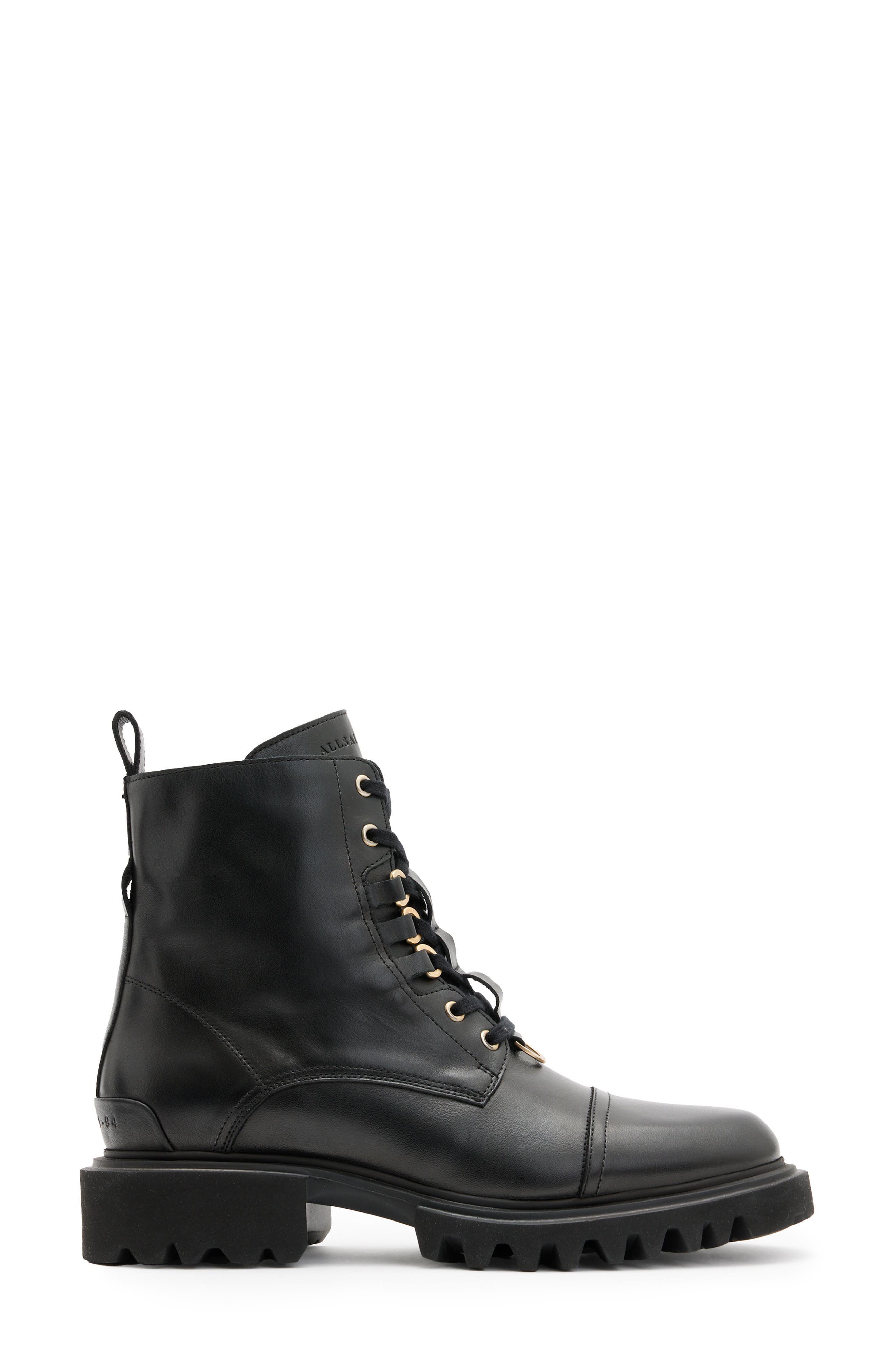 Lydia Cap Toe Combat Boot, Alternate, color, BLACK