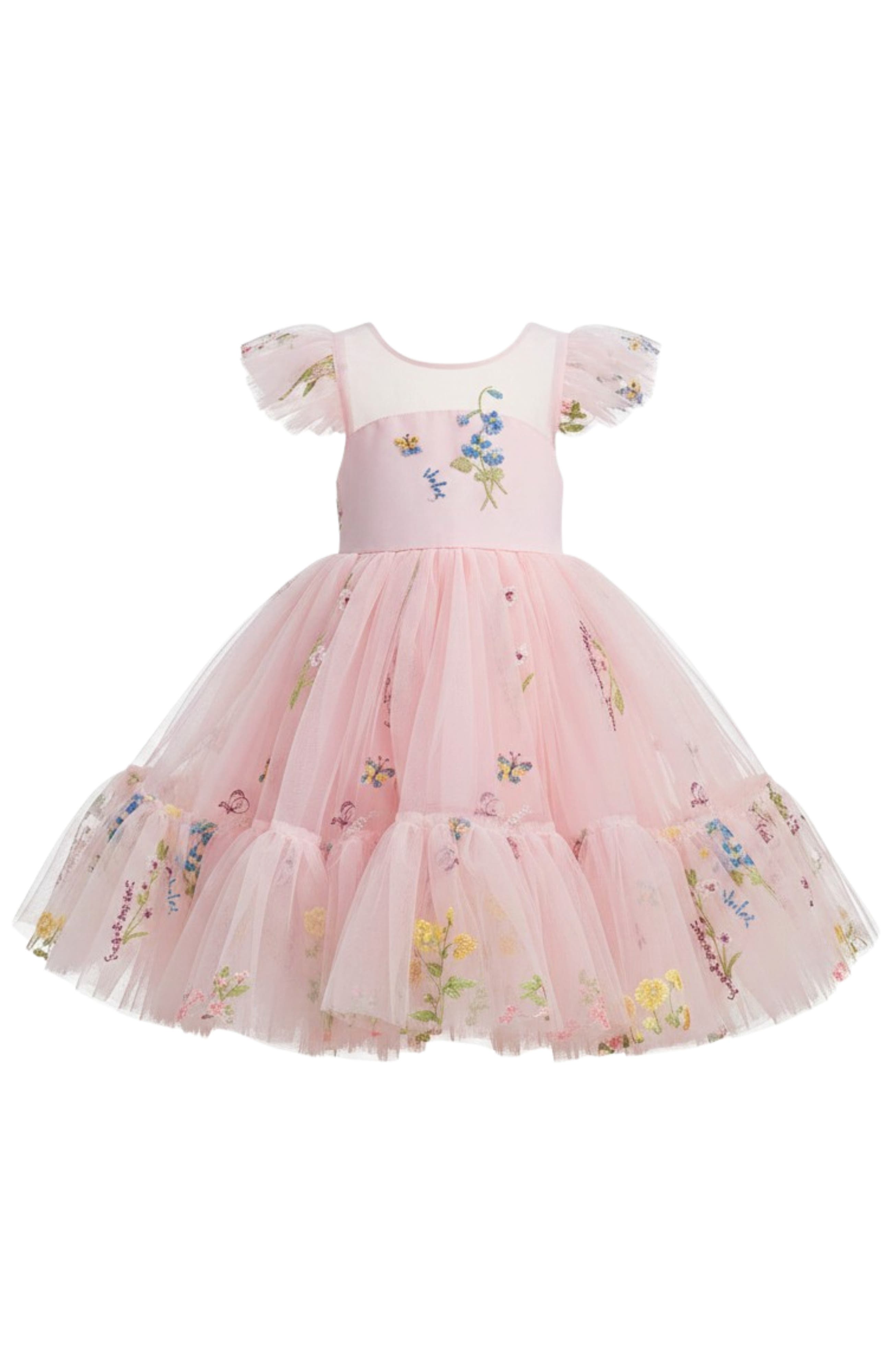 Mia Belle Girls Girls Blush Fairy Garden Embroidered Floral Tutu