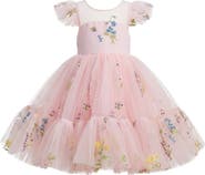 Mia Belle Girls Girls Blush Fairy Garden Embroidered Floral Tutu Dress