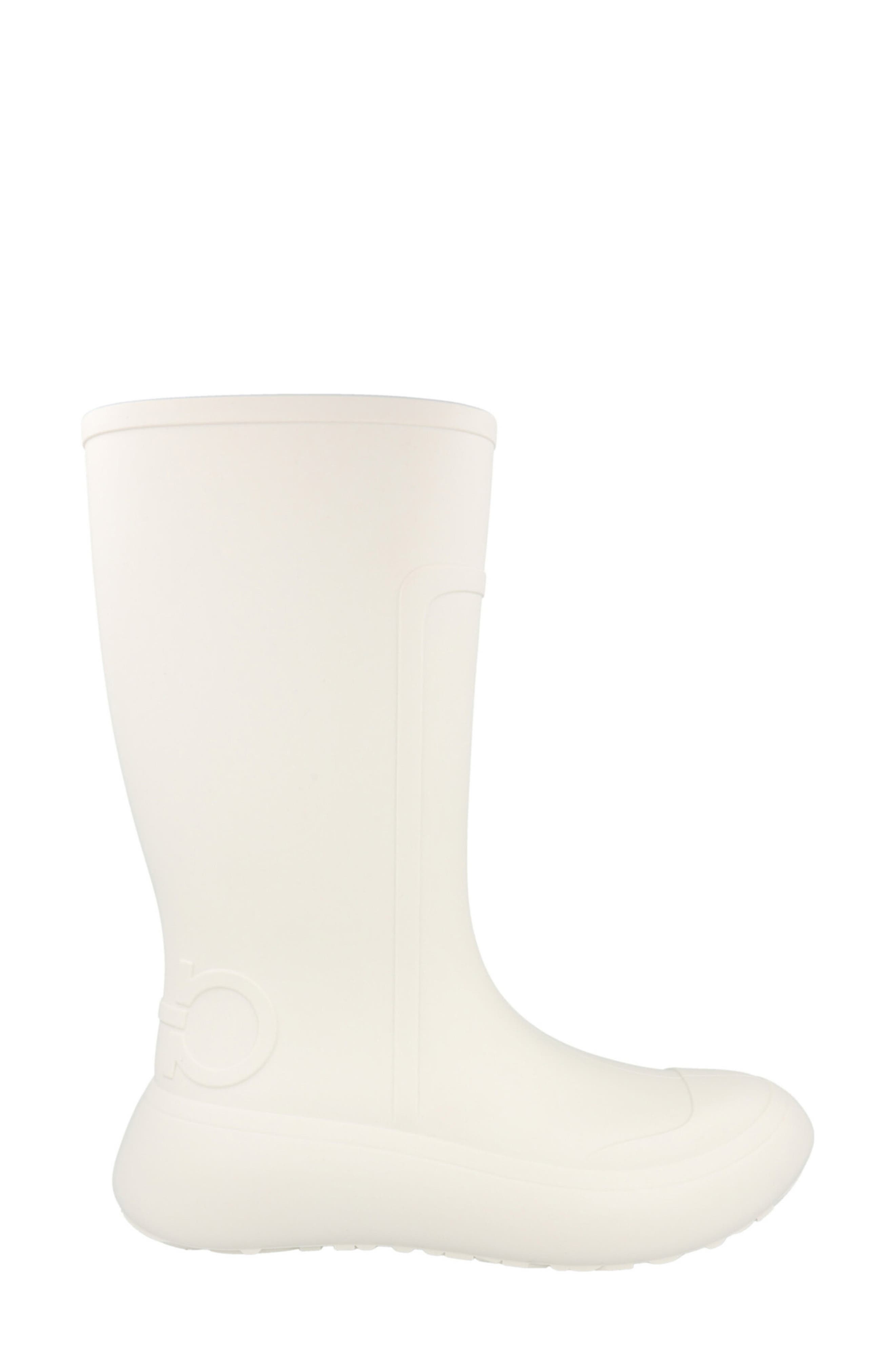 FERRAGAMO Gancini Logo Rain Boot, Alternate, color, Off White