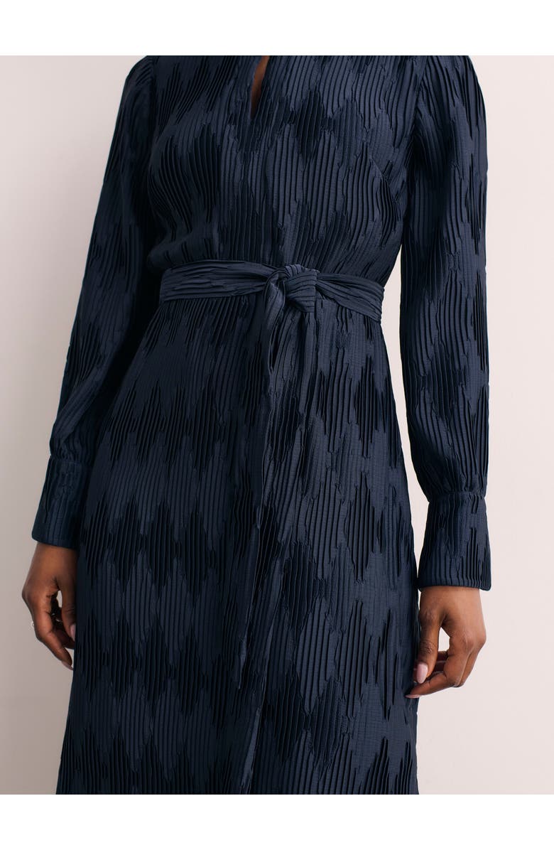 The Fold Aurellie Long Sleeve Tie Waist Dress, Alternate, color, Navy