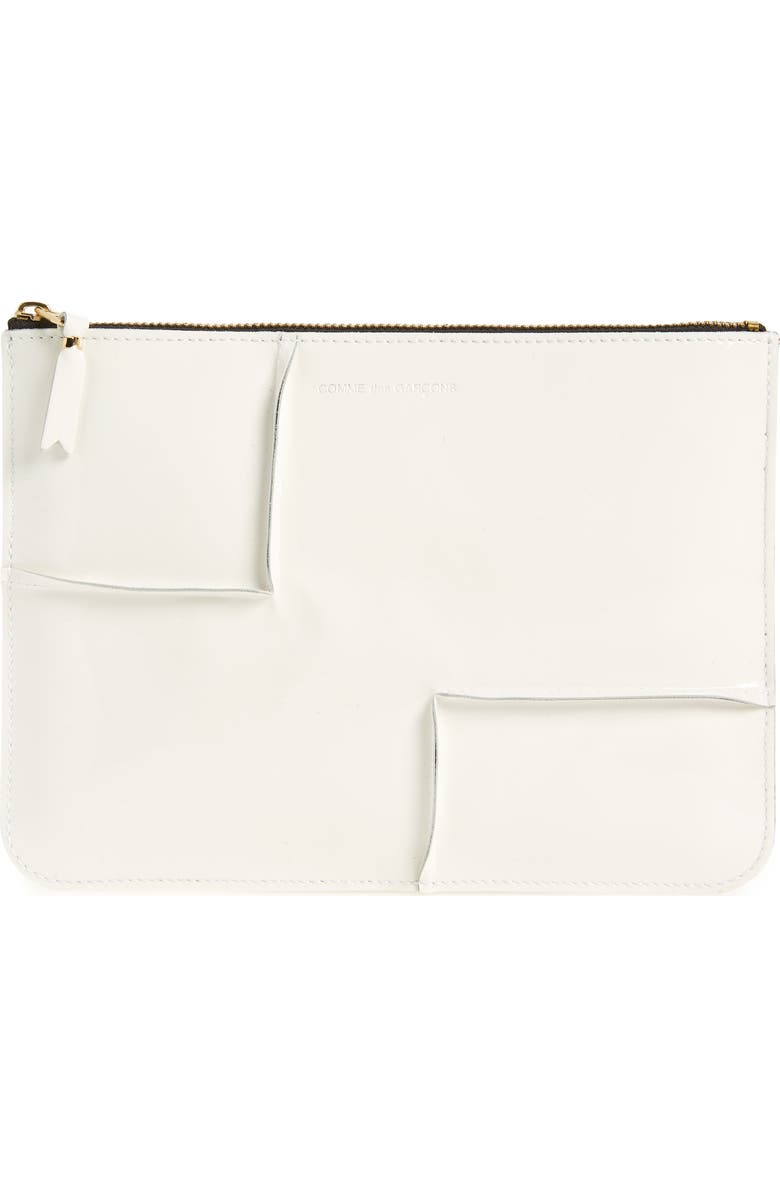 Comme des Garçons Wallets Large Seam Detail Zip Pouch, Main, color, White