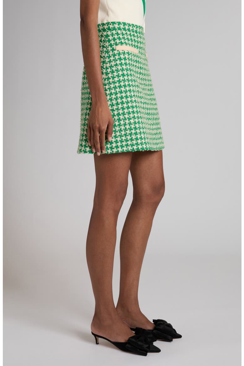 Houndstooth Cotton Blend Tweed Miniskirt, Alternate, color, GREEN