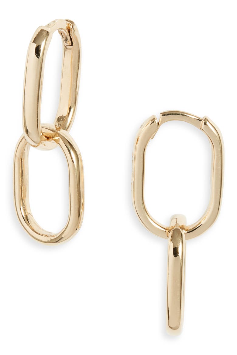 Double Paper Clip Hoop Earrings, Main, color, GOLD