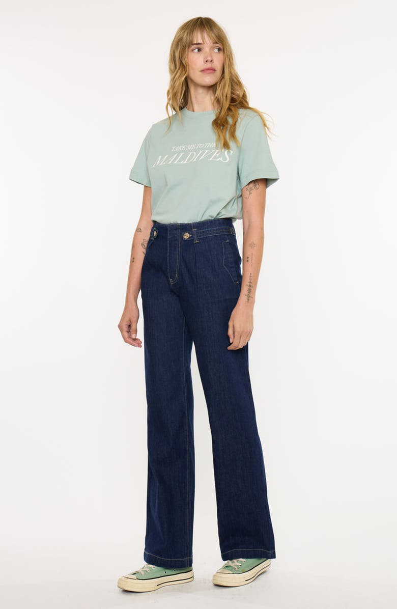 KanCan Niveah High Rise Wide Trousers, Alternate, color, Dark Wash