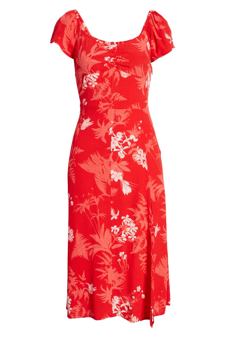 Floral Slit Dress, Alternate, color, RED CHINOISE TROPICAL TOILE