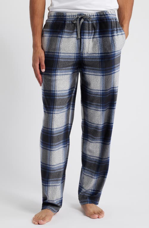 Majestic International Line Up Plaid Microfleece Lounge Pants in Silver 