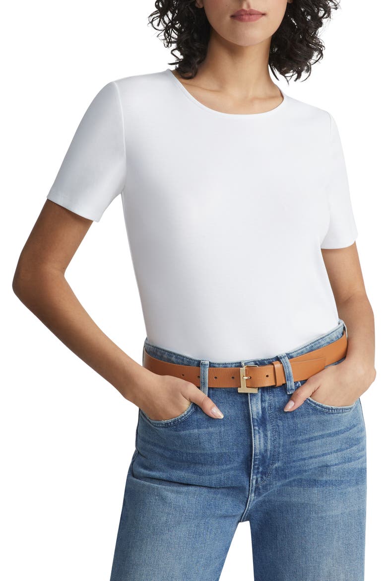 Stretch Cotton Crewneck T-Shirt, Main, color, WHITE
