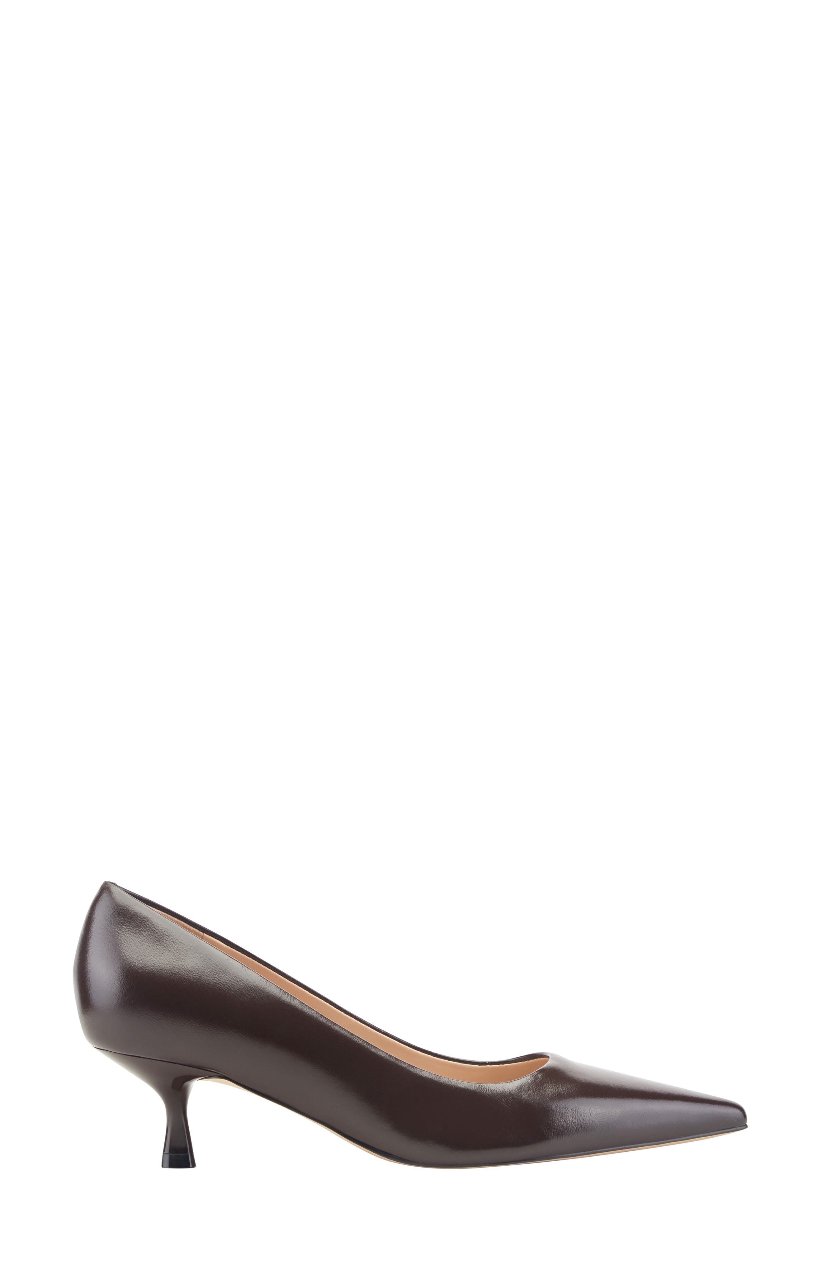 Calynna Pointed Toe Kitten Heel Pump, Alternate, color, DARK BROWN/ BROWN