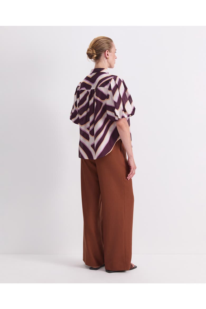 Penny Short Sleeve Cotton Silk Blouse, Alternate, color, Ivory/Burgundy