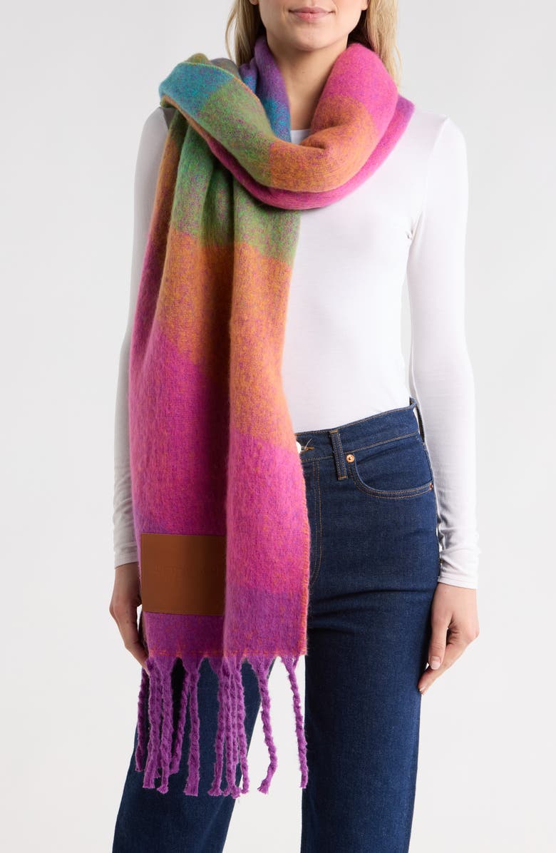 Kurt Geiger London Neon Wave Scarf, Main, color, Neon Rainbow