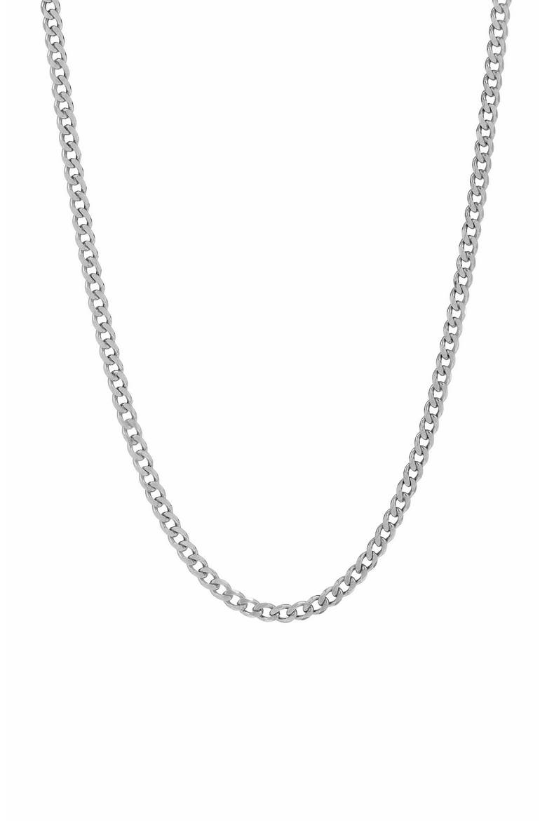Men's Sterling Silver Cuban Chain Necklace, Main, color, SILVER